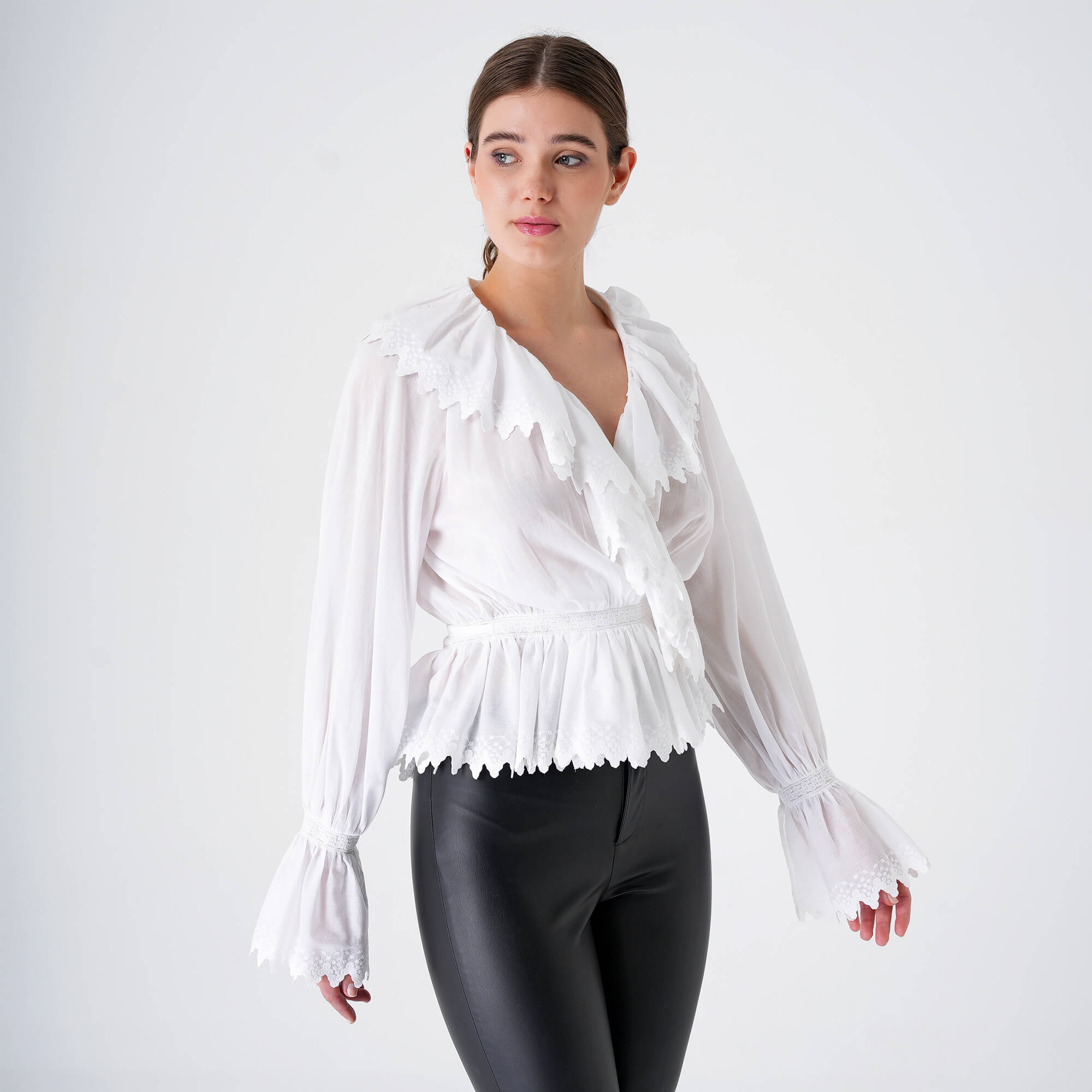 Etro - White Cotton&Lace Ruffle Shirt